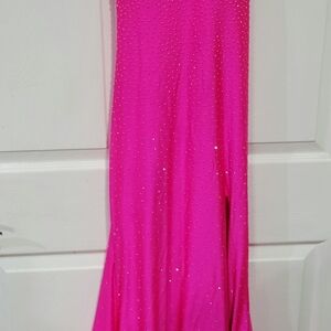 Clarisse Hot Pink Dress with Gold Accents